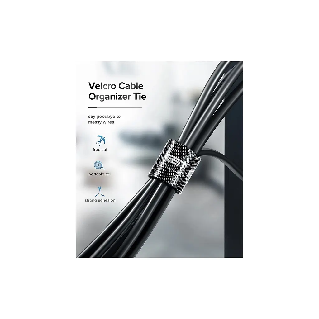 Набір для кріплення Ugreen стрічка-липучка LP124 20 мм Cable Tie Band 2 м чорний (40354) - фото 6