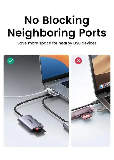 Кардридер USB-C 2 in 1 UGREEN CM401 Card Reader Type-C to SD/TF 4.0 Grey (15251) - фото 8