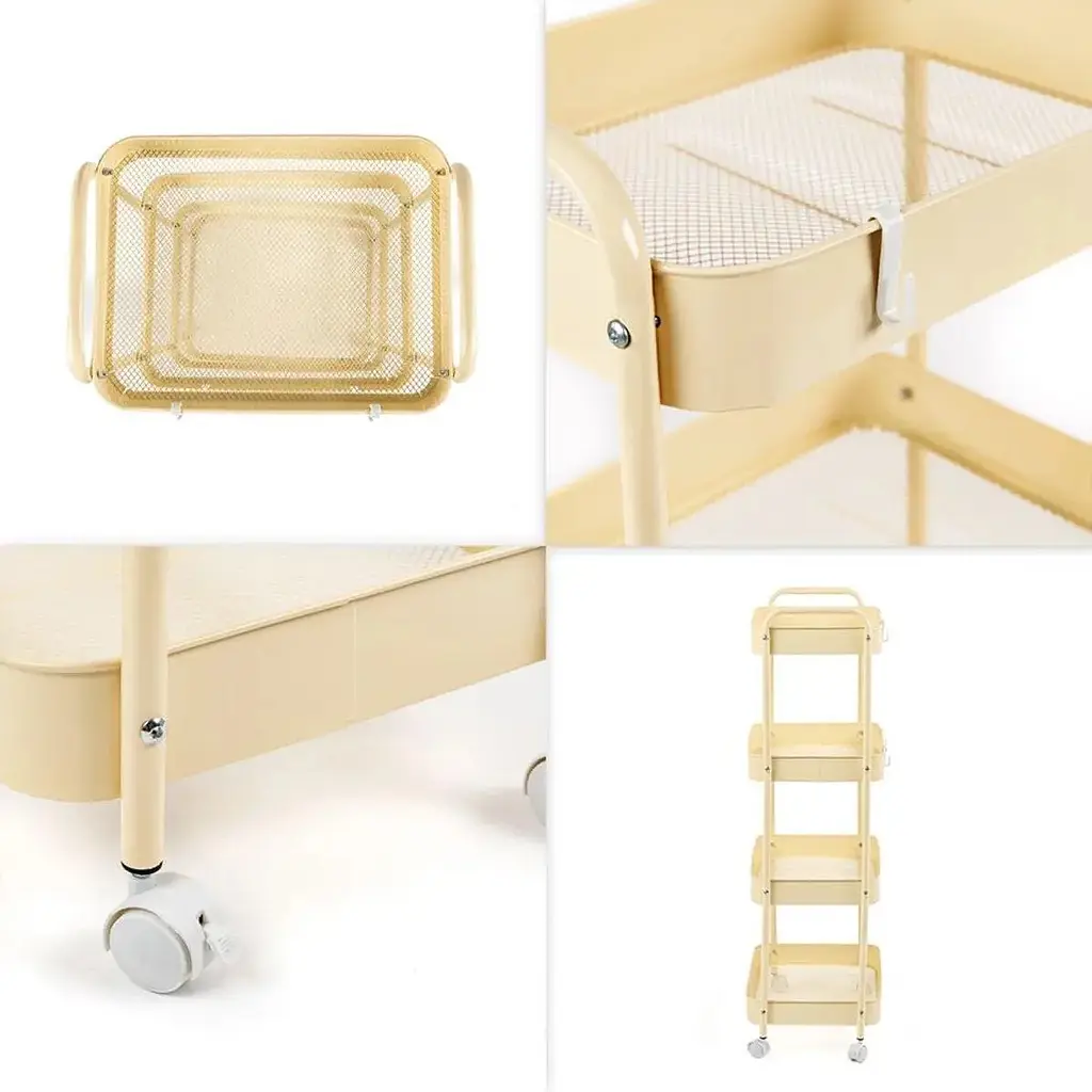 Этажерка Wall Sticker SW-00002114 мобильная четырехъярусная универсальная из металла 45х30х103 см кремовая - фото 5