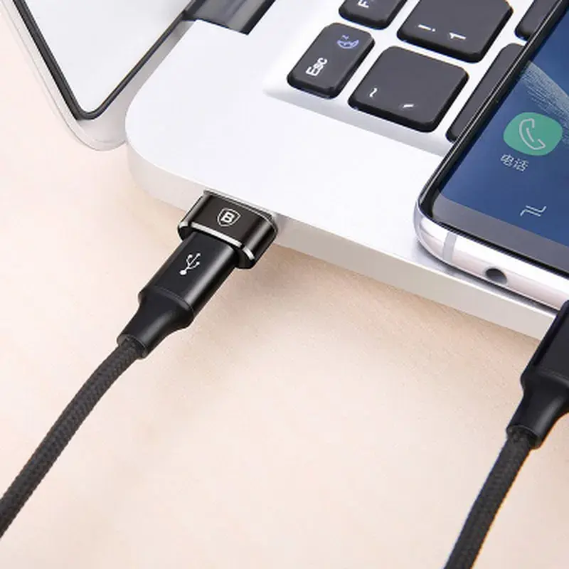 Перехідник USB 2.0 AF to USB-C black Baseus (CAAOTG-01) - фото 5