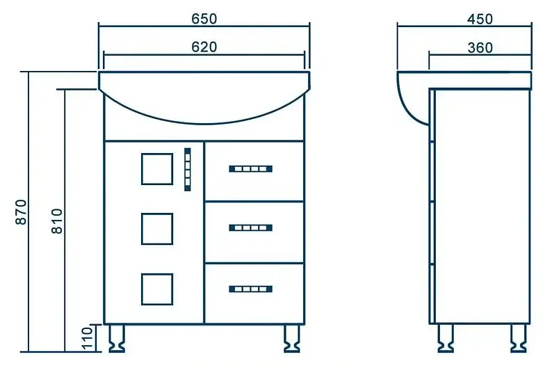 Тумба ПіК Корфу Т10 + раковина Cersanit Cersania 65 см Білий 30412 - фото 2