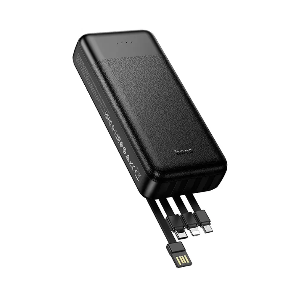 Зовнішній акумулятор HOCO J163A Wonderful power bank with 4 cables(20000mAh) Чорний