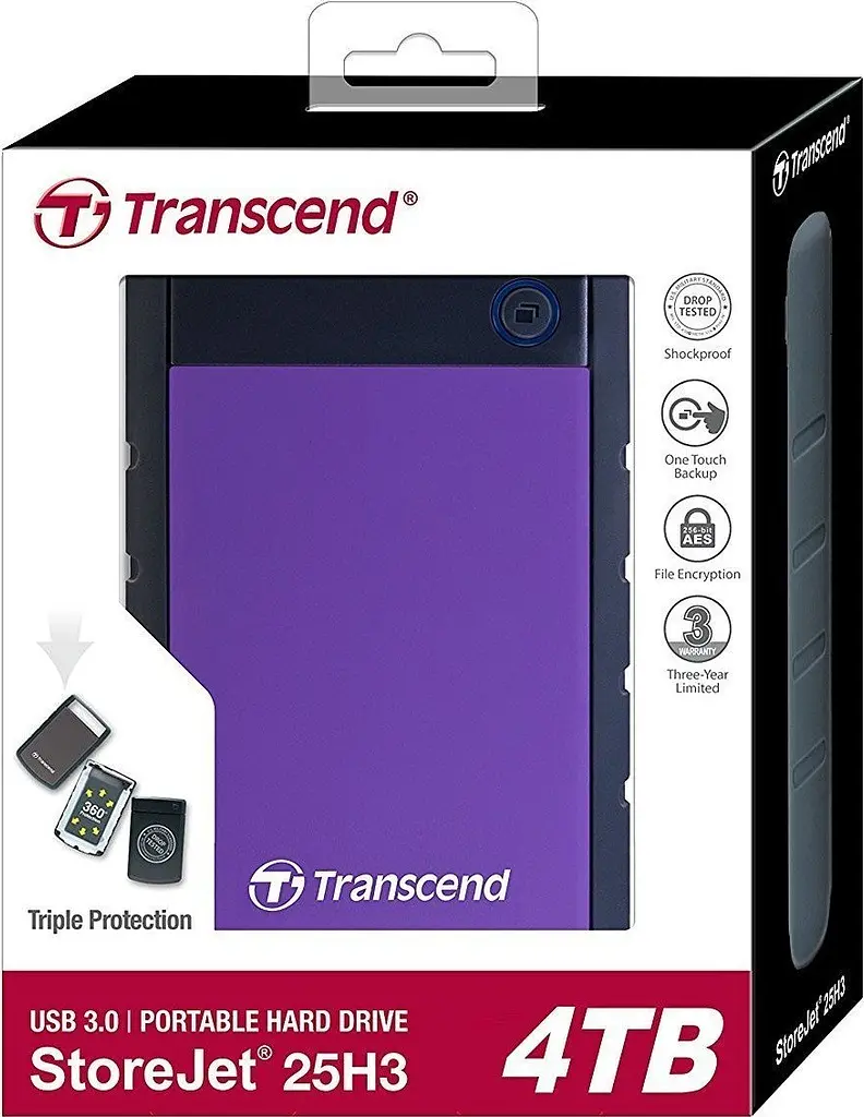 Зовнішній жорсткий диск Transcend StoreJet 4TB 25H3 2.5" USB 3.0 purple (TS4TSJ25H3P) - фото 4