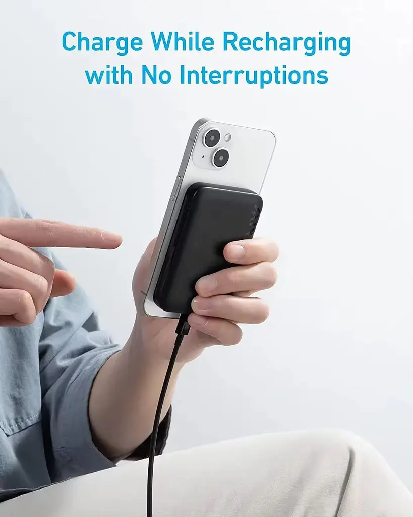 Магнитная батарея Anker MagGo 321 Magnetic Magsafe Powerbank 5000 mAh Повербанк с беспроводной зарядкой черный - фото 4