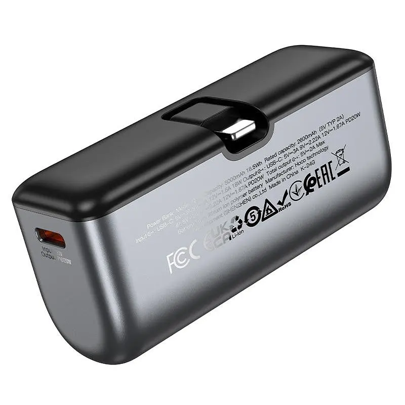 УМБ Hoco Ingenious PD (lightning) pocket power bank Q31 5000mAh | 1Type-C, 20W/3A | - фото 3
