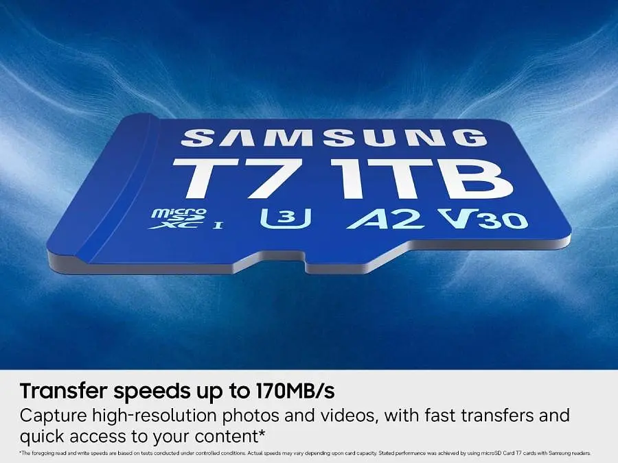 Карта пам'яті Samsung MICRO SDXC T7 1TB, U3, V30, A2 до 170 Мб/с (MB-MB1T0T/WW) - фото 2