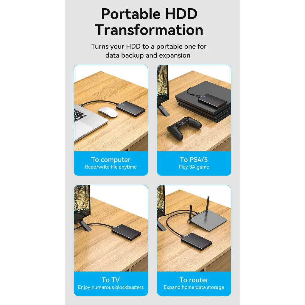 Кишеня зовнішня Vention 2.5" HDD/SSD USB 3.0 Micro-B Black (KPAB0) - фото 11