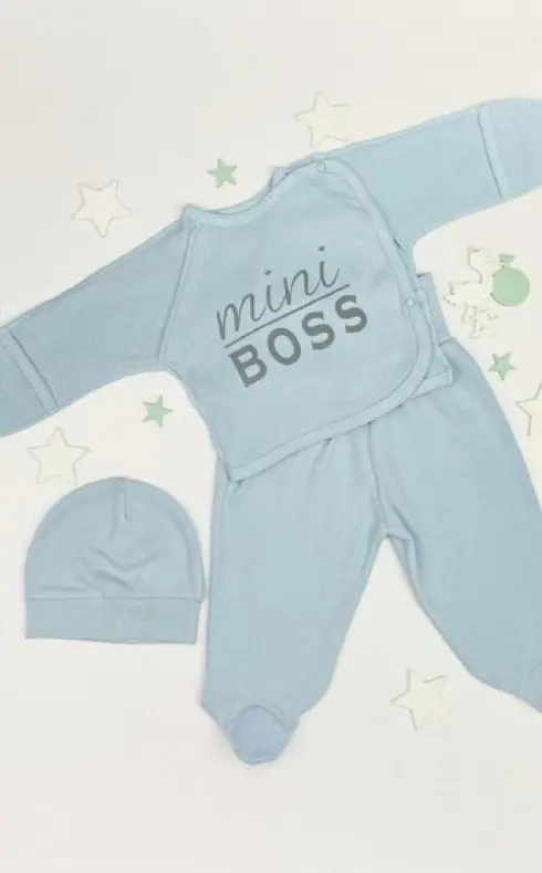Комплект одягу для новонародженого хлопчика 7 предметів + європелюшка Mini Boss розмір 56 см Lari Блакитний - фото 6