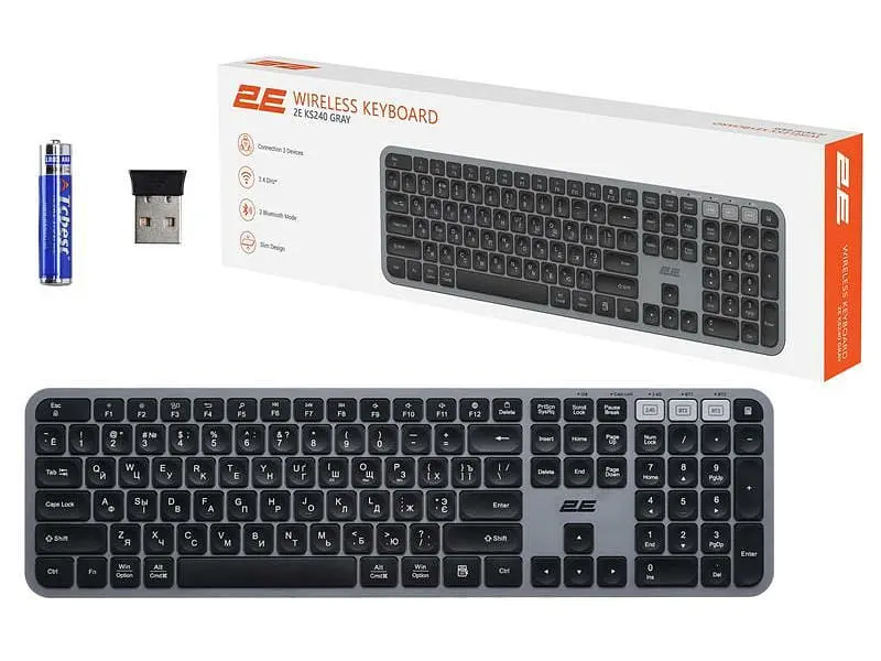 Клавіатура 2E KS240 WL BT Gray (-KS240WG) - фото 8