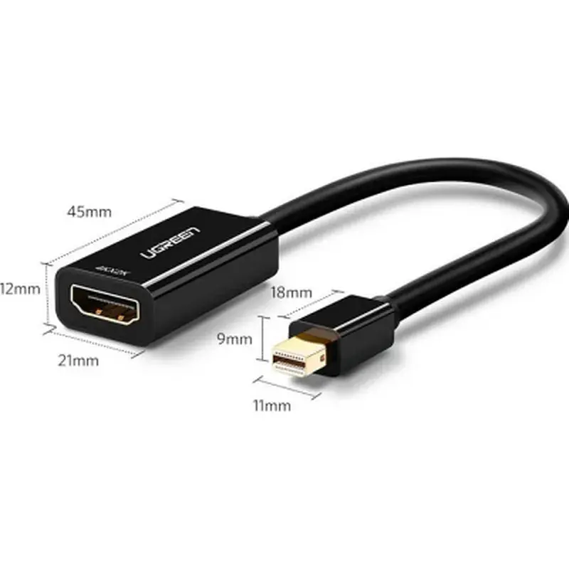 Перехідник Mini DisplayPort M to HDMI F 1080p MD112 black Ugreen (10461) - фото 2