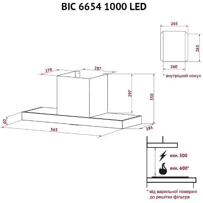 Витяжка Perfelli BIC 6654 I 1000 LED - фото 9