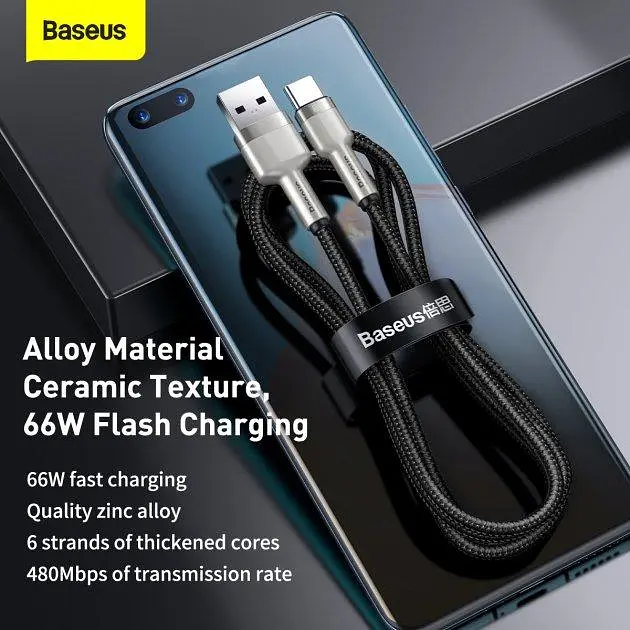 Кабель Baseus Cafule Cable USB to Type-C 66W 2m CAKF000201 Black - фото 9