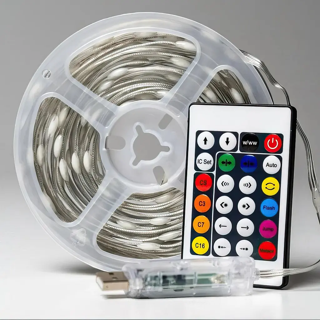Smart LED гірлянда RGB Роса 10м Bluetooth розумна музична З керуванням телефоном кольорова світлодіодна від USB з мікрофоном UKC SF-38 - фото 8