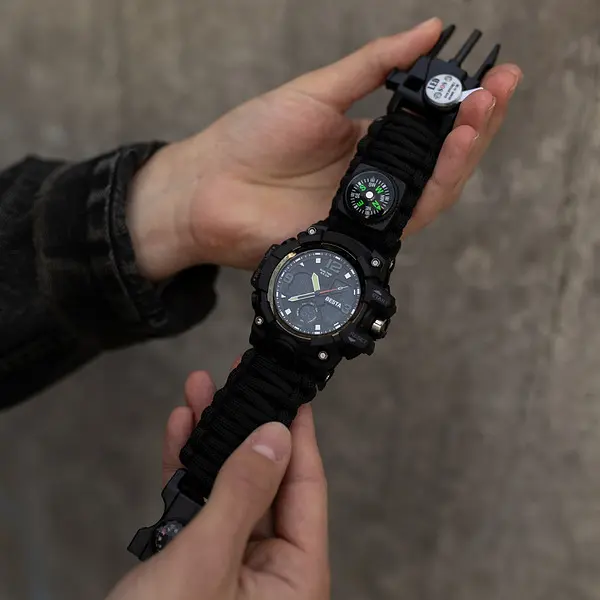 Наручний годинник чоловічий з компасом Besta Life Pro AllBlack Чорний (3085) - фото 3