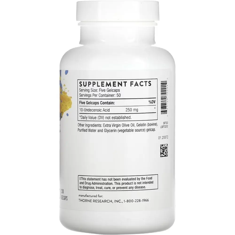 Ундециленова кислота Thorne Research Undecylenic Acid 250 желатинових капсул - фото 2