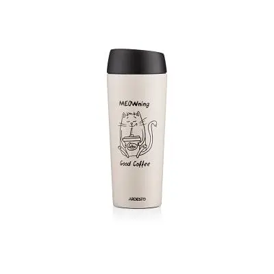Термокружка Ardesto Coffee Тime Meowning 450 мл Бежева (AR2645WC) - фото 5