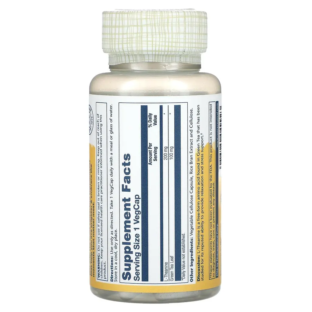 L-теанін для сну Solaray L-Theanine 200 мг 45 капс - фото 2