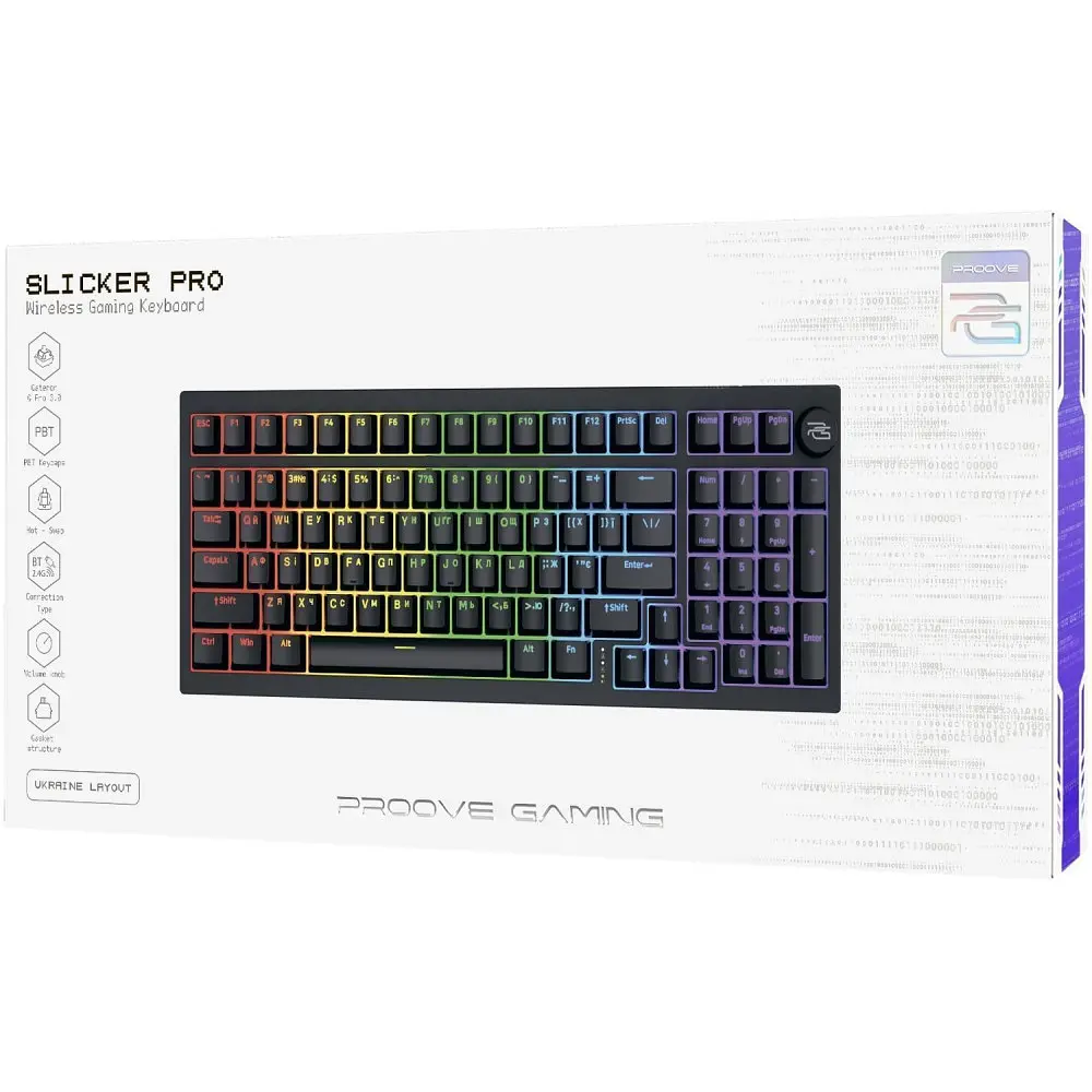 Бездротова клавіатура Proove Gaming Slicker Pro (Ukraine Layout), в асортименті - фото 2