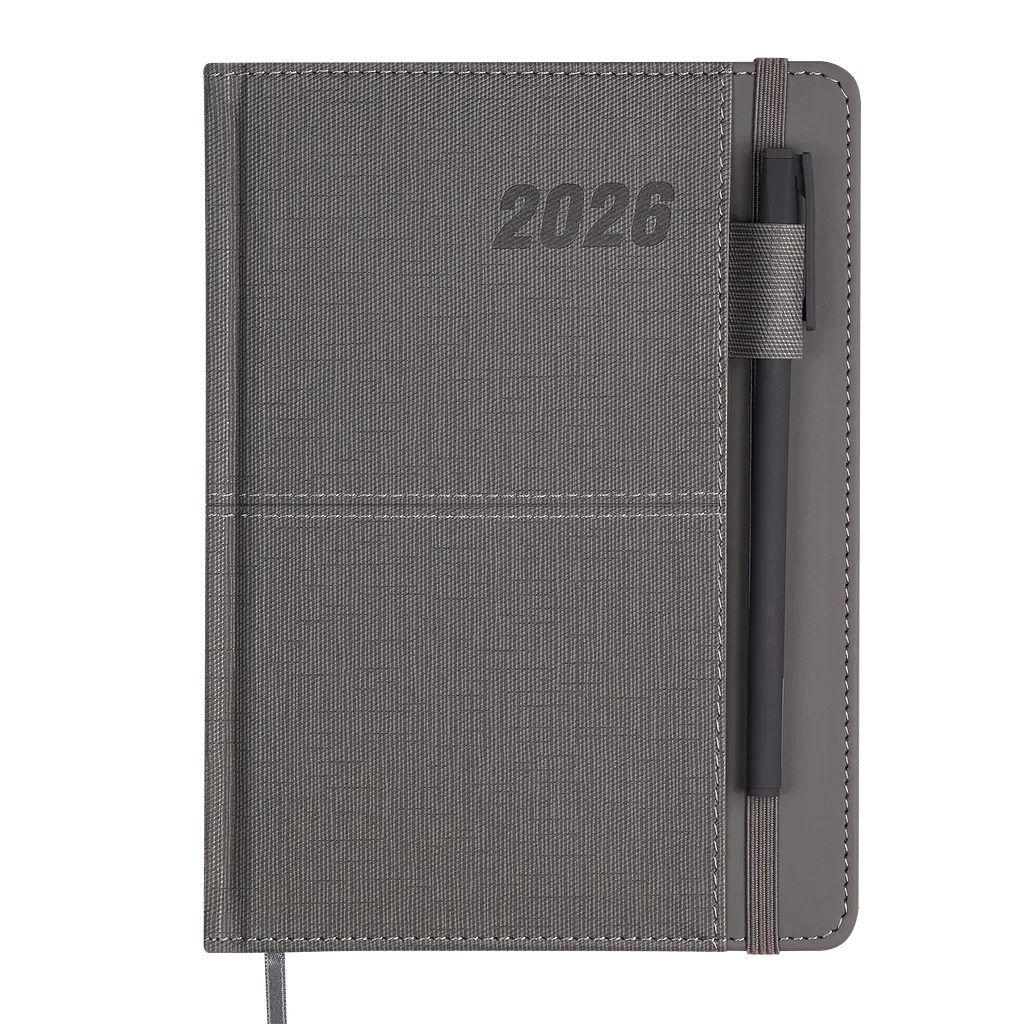 Ежедневник датированный Buromax Forever 2026 A5 искусственная кожа/поролон серый (BM.21108-09) - фото 2