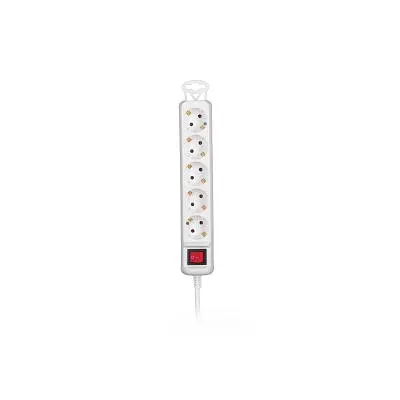 Мережевий подовжувач 2E 5XSchuko з вимикачем,5м, white (2E-U05ES15M5) - фото 2