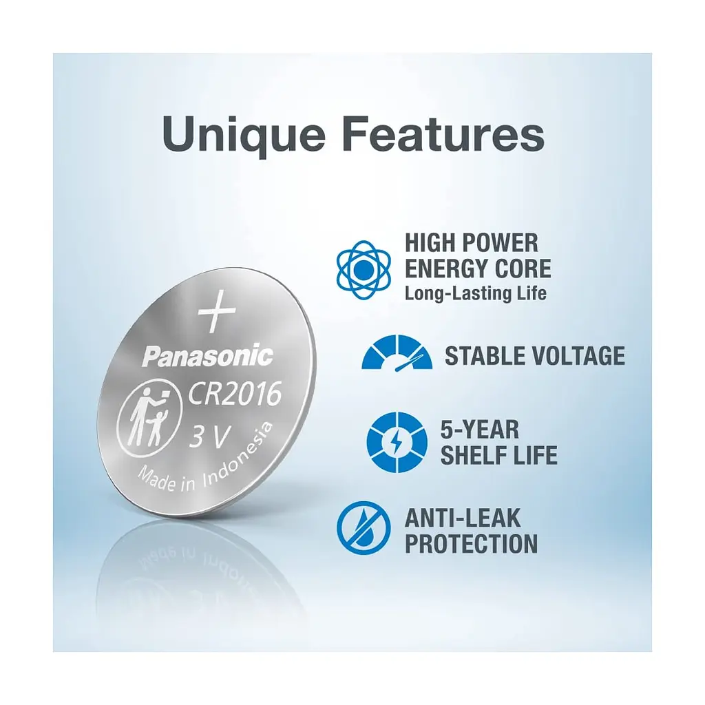 Батарейка CR 2016 Lithium 5pcs Blister Panasonic (CR-2016/5BE) - фото 3