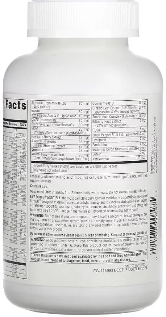 Вітаміни та мінерали Source Naturals Life Force Multiple, 120 таблеток - фото 3