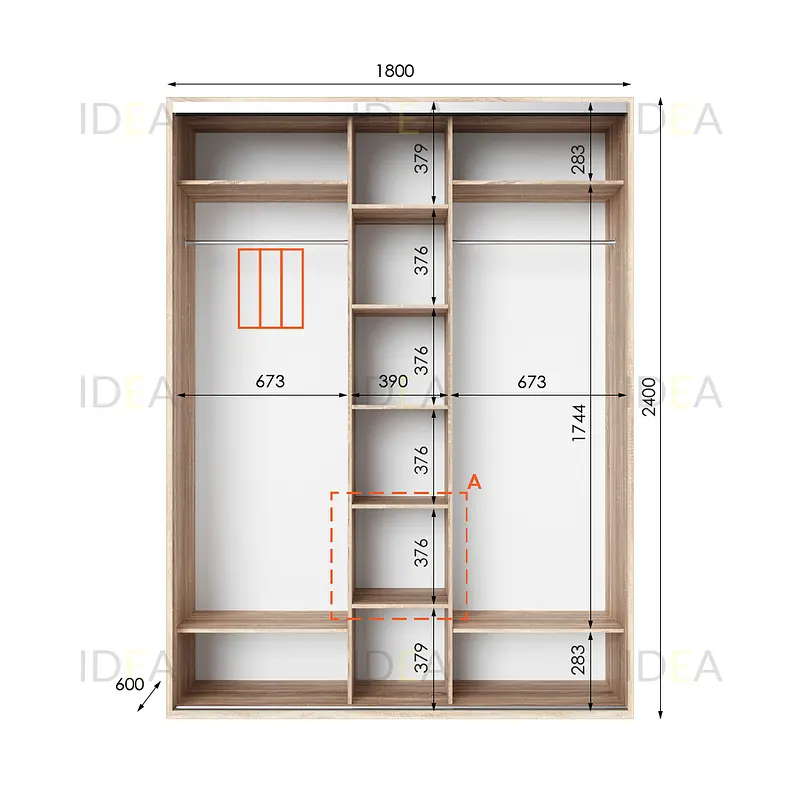 Шафа-купе Idea серія 2 180 x 60 x 240 см Дуб сонома - фото 2