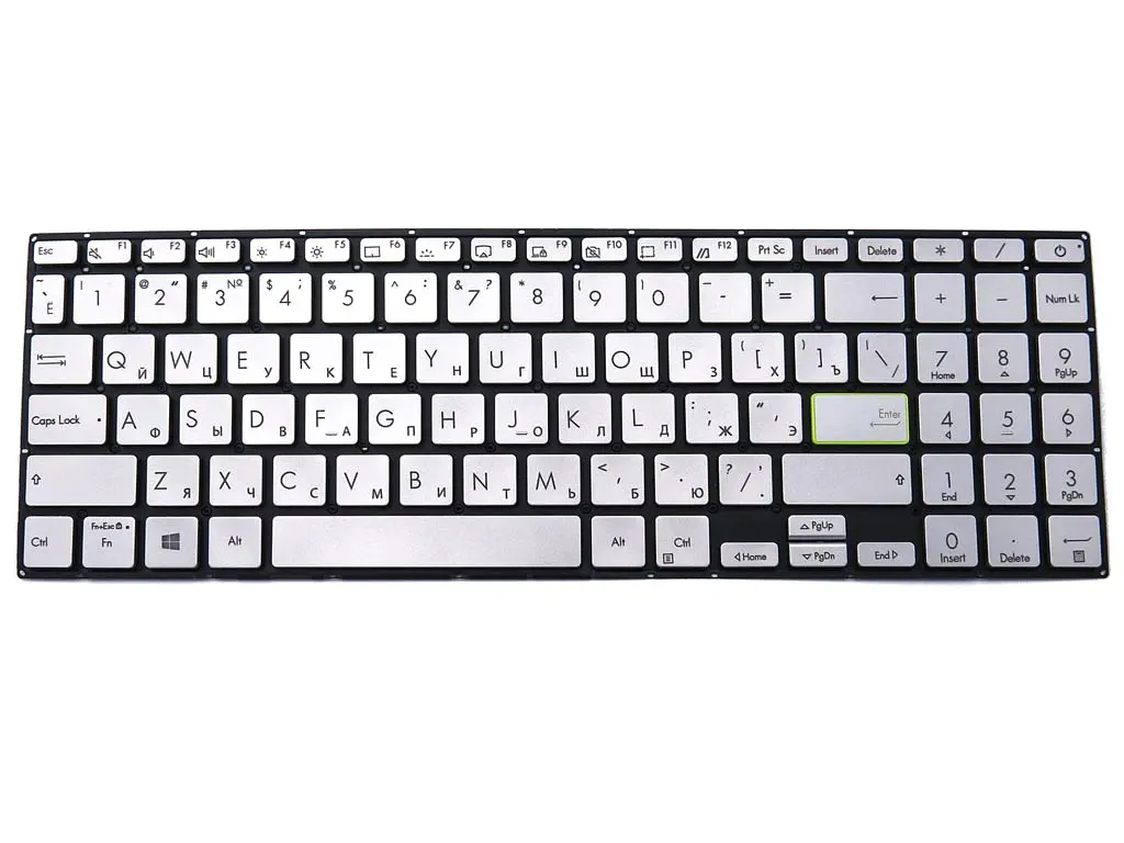 Клавіатура для ASUS X521, X521EA, X521EQ, X521FA, X521FL, X521JQ, X521UA, S533, S533E, S533F (RU Silver з підсвічуванням). Оригінал - фото 3