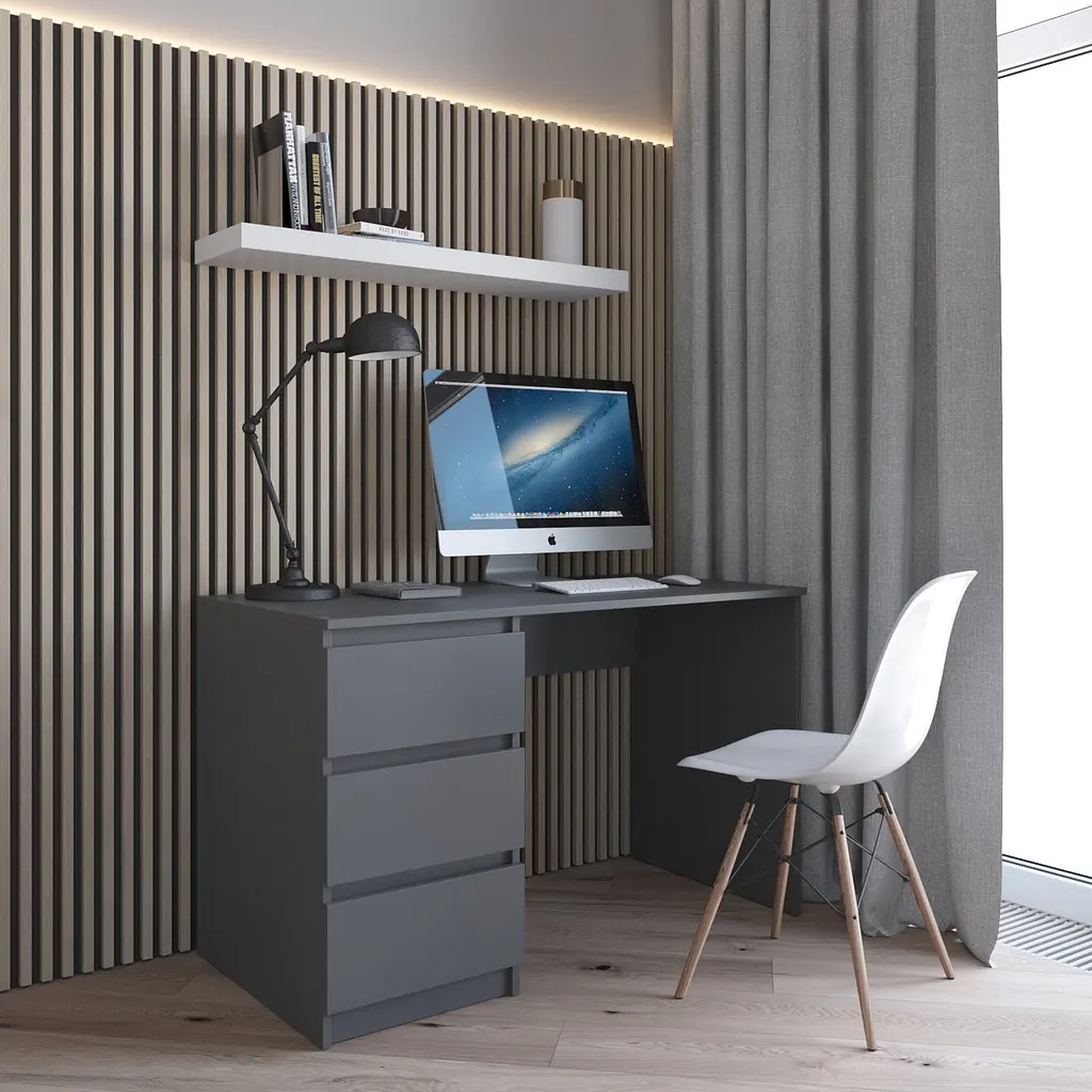 Комп’ютерний стіл Vays R-13, письмовий з тумбою зліва, 3 шухляди, без ручок, ЛДСП, 120×60×75 см - для дому та офісу - фото 7