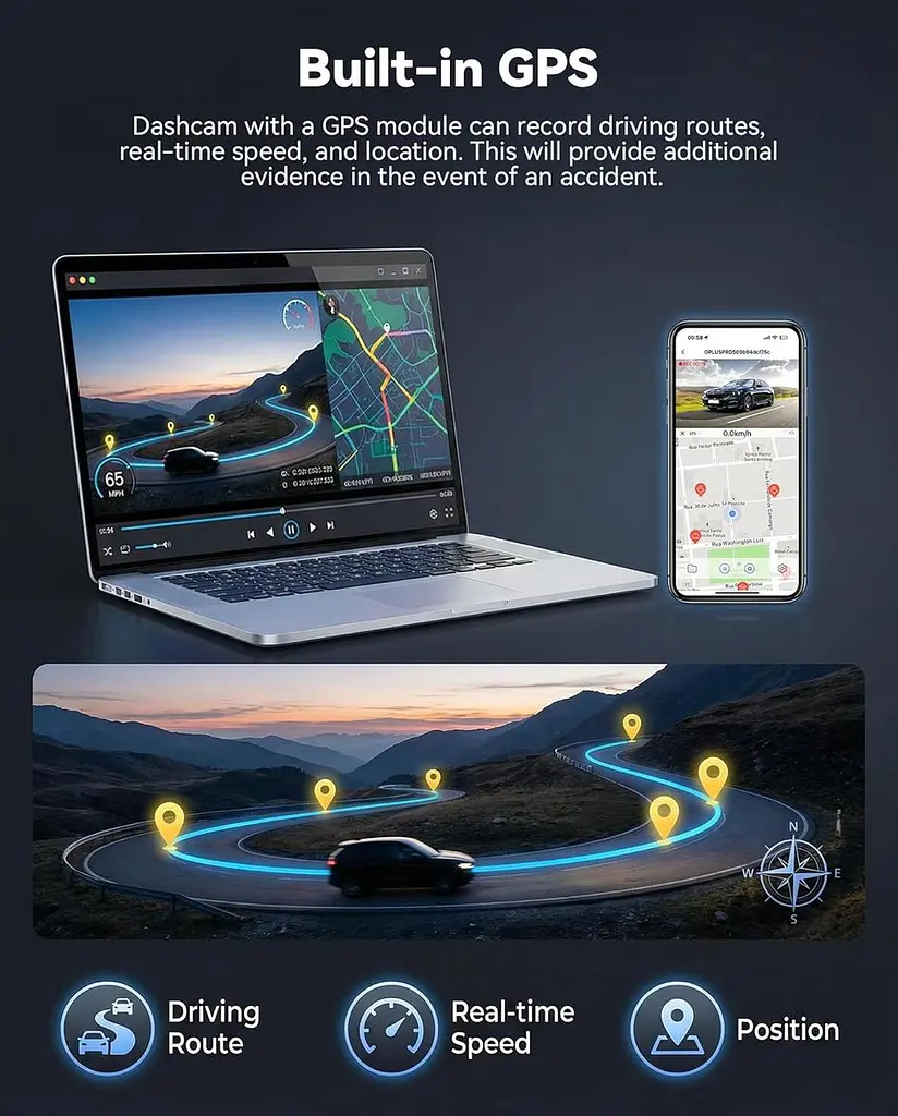 Автомобільний відеореєстратор SIXWIN 4K+2K з GPS, ADAS і двома камерами - фото 5