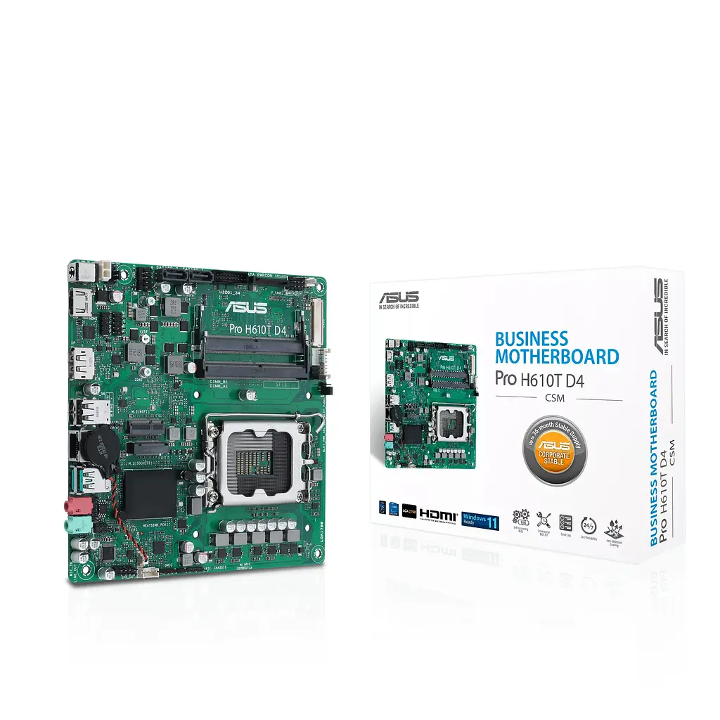 Материнcька плата Asus PRO H610T-CSM s1700 H610 2xDDR5 M.2 HDMI DP LVDS Thin mITX - фото 7