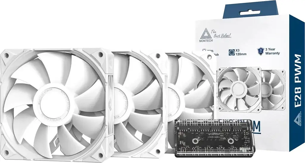 Вентилятор Montech E28 PWM 3 in 1 White