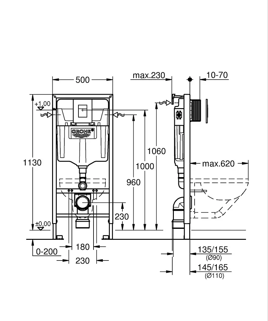 Комплект Grohe Set унітаз Ellipse-0301-R + Інсталяція Grohe Rapid Sl 38772001 38772001ELLIPS0301R, Білий - фото 8