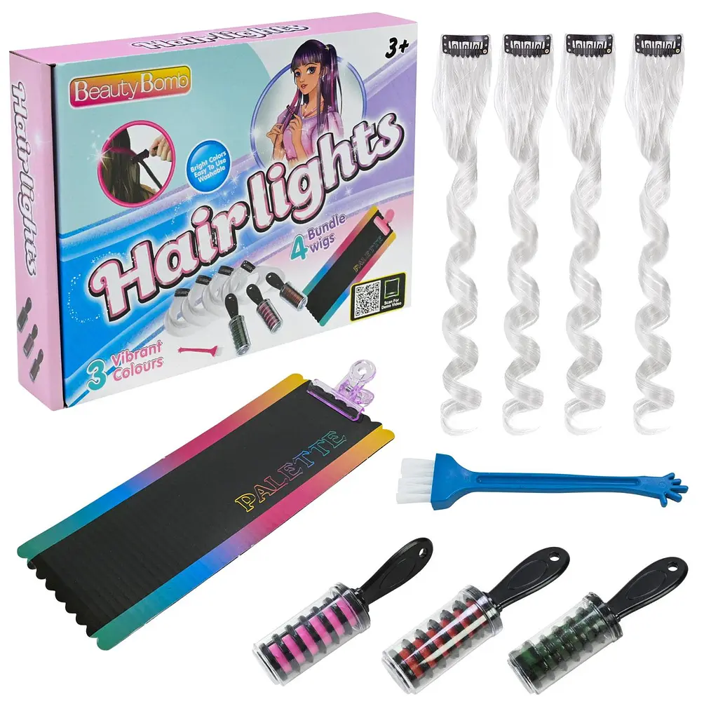 Творчий набір для мелірування волосся Hairlights з кольоровими ролерами та затискачами (ZG026)