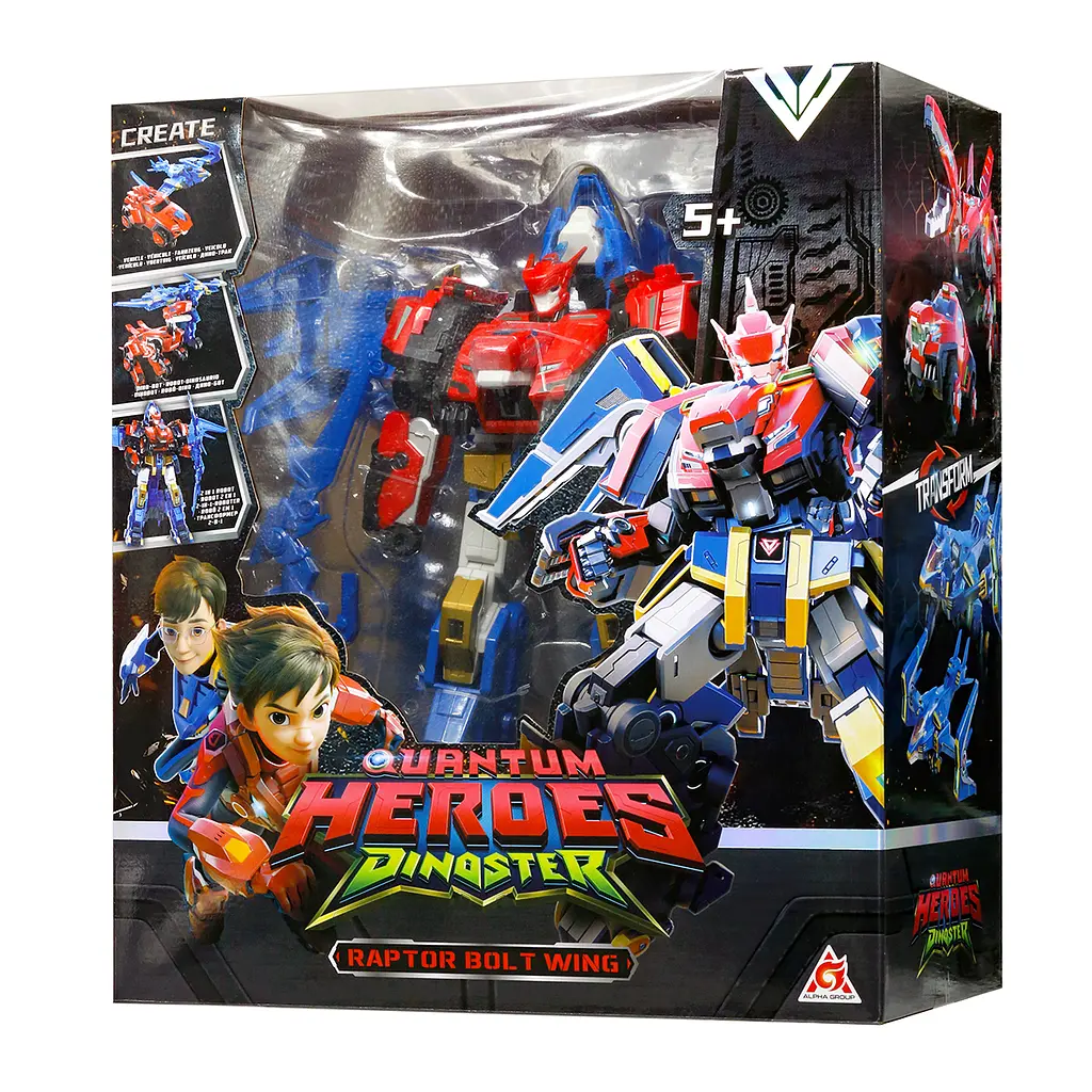 Ігровий набір з роботом-трансформером Dinoster Раптор Болт Вінг 2 машини та динозаври (EU580806N) - фото 3