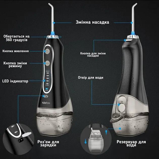 Іригатор H2ofloss HF-6P Black - фото 5