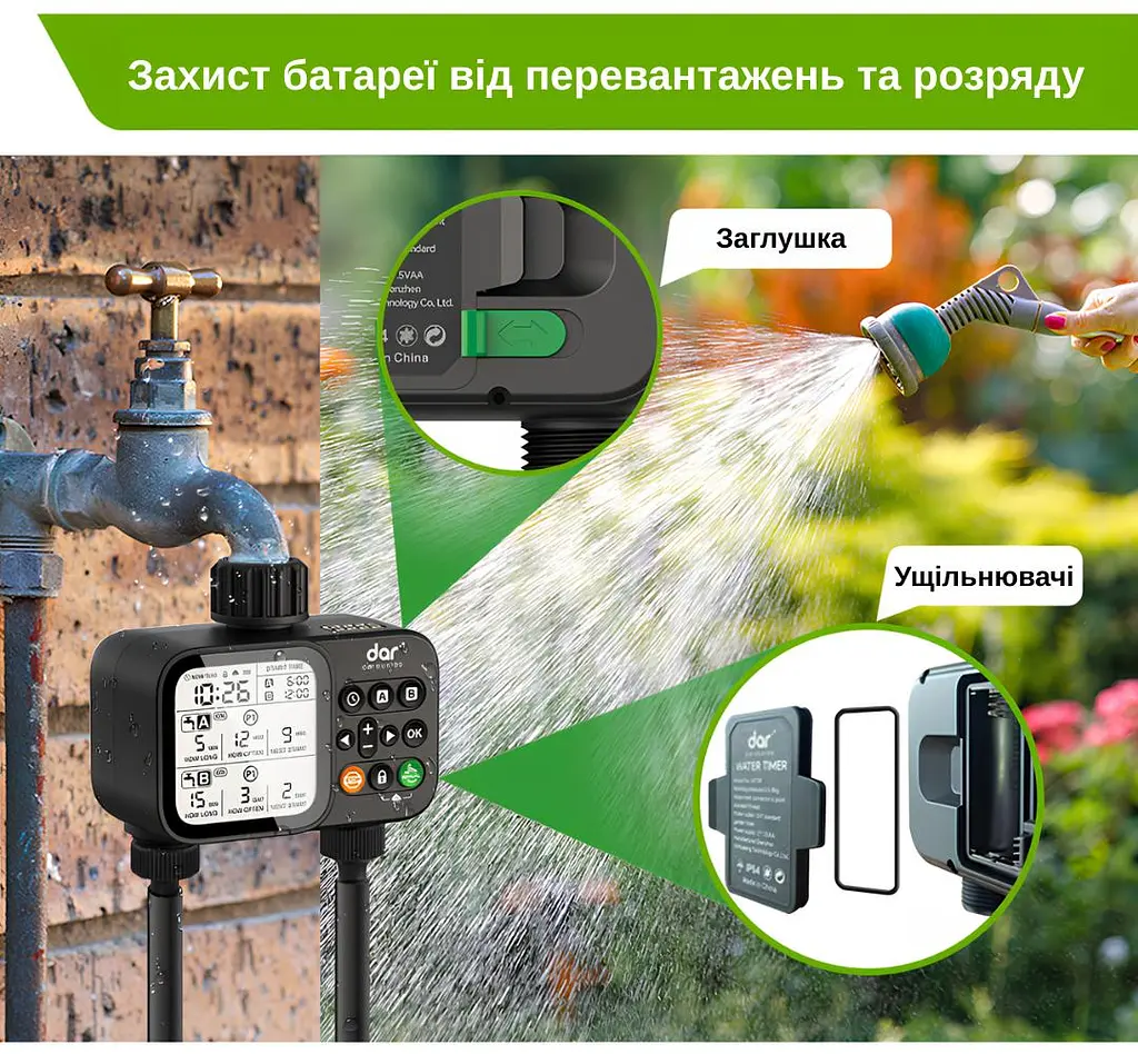 Программируемый таймер подачи воды XON WaterTimer X345 для полива (XWTDB2322401B 3503) Черный - фото 8