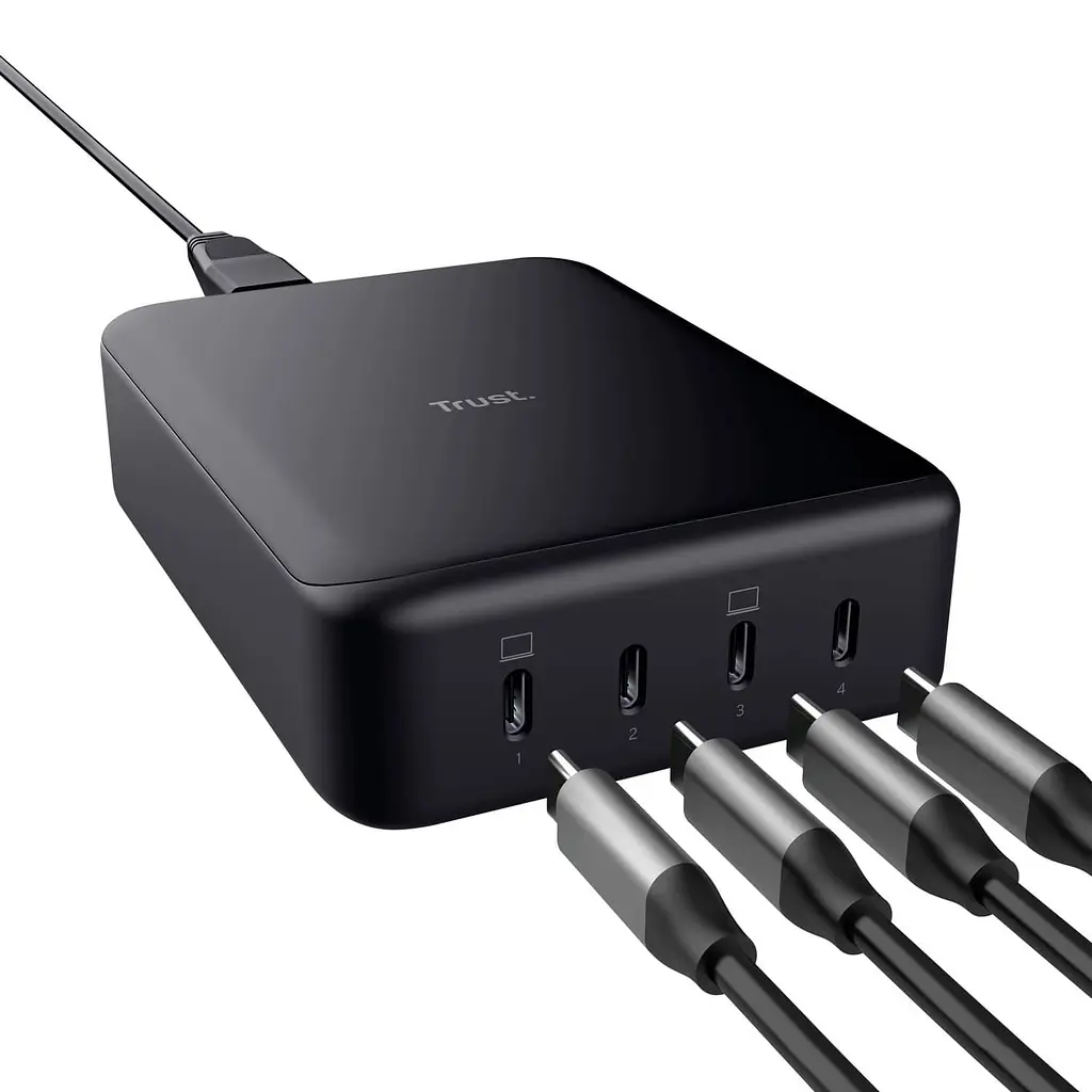 Зарядний пристрій Trust Maxo 240Вт,GaN, 4xUSB-C,PD, чорний (25413_TRUST) - фото 5
