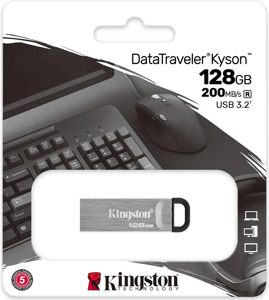 USB Flash накопичувач Kingston 128GB DataTraveler Kyson USB 3.2 silver/black (DTKN/128GB) - фото 3