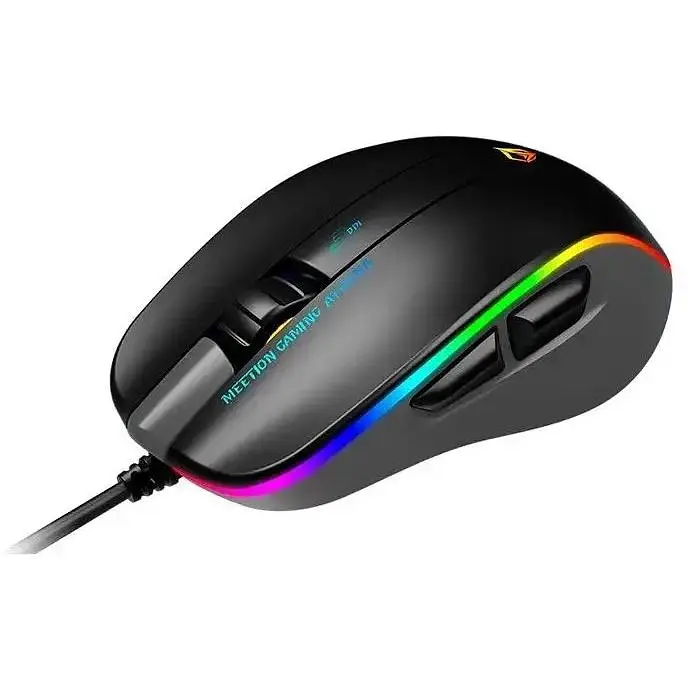 Компьютерная мышь Mееtion GM23_2023 игровая оптическая проводная 12800 DPI 7 кнопок RGB подсветка черная - фото 5
