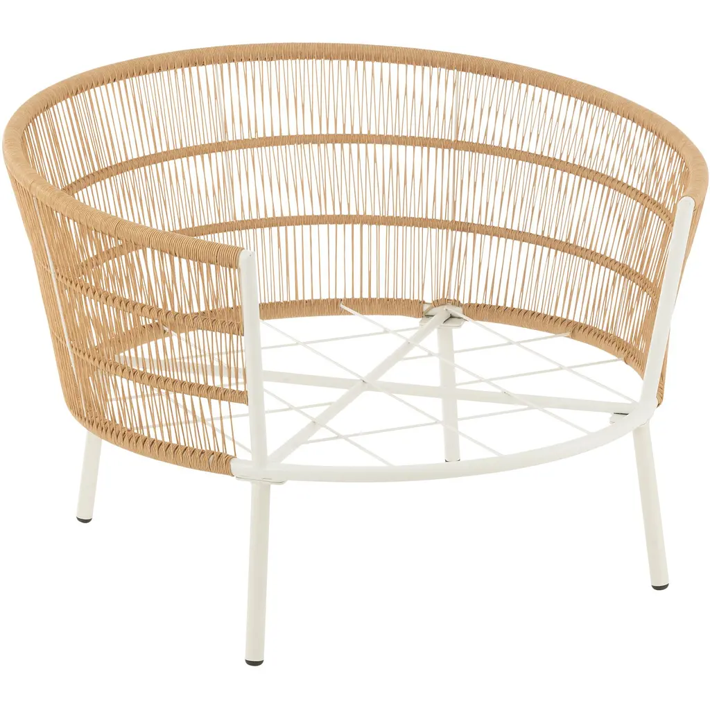 Крісло J-line для вуличної зони кругле з ротанга з подушками біле (52256) - фото 3