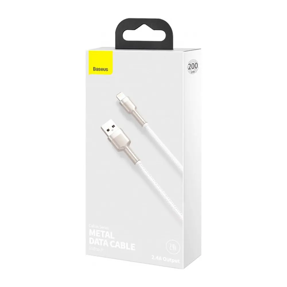 Кабель Baseus Cafule Series Metal Data Cable USB to Lightning 2.4A 1 м Білий - фото 3