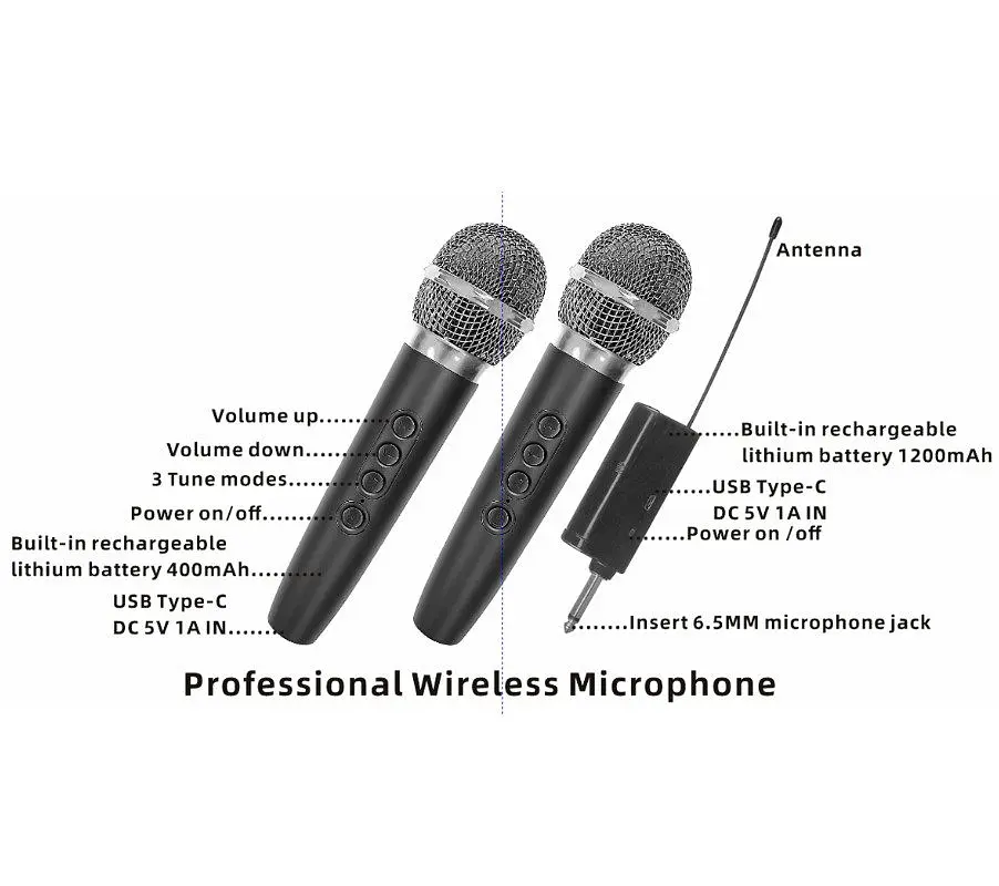 Портативна колонка BIG PREDATOR-XR12 75W, USM/MP3/FM/Bluetooth + 2 мікрофони караоке - фото 3