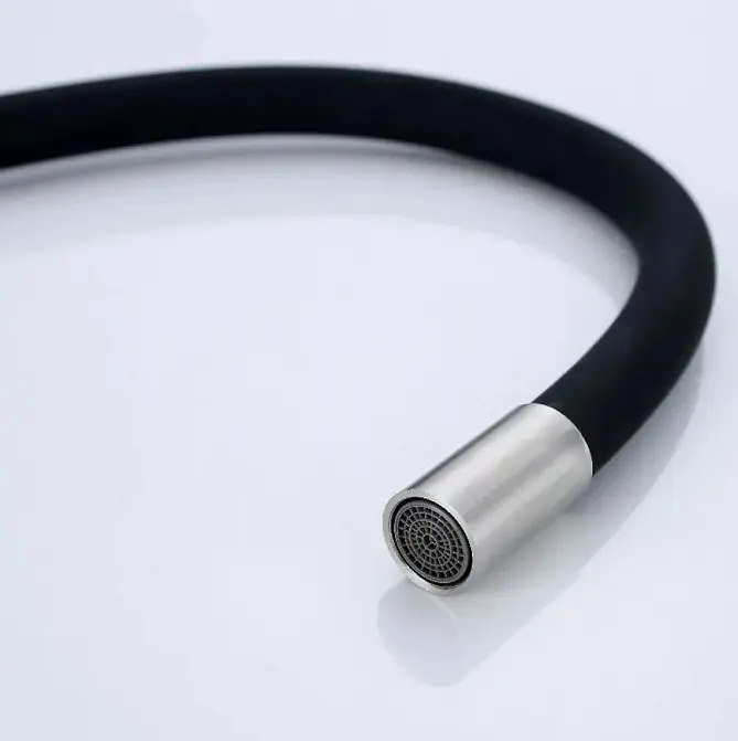 Змішувач для кухонної мийки Udis EZA4-F090KB нержавійка, гнучкий силіконовий вилив Чорний 30412 - фото 4