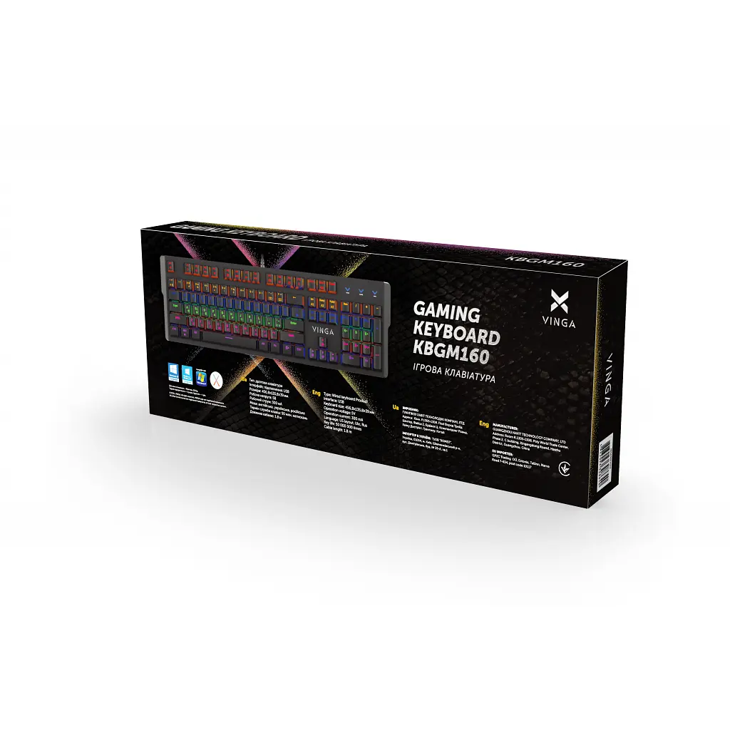 Клавіатура Vinga KBGM160 LED Outemu Blue USB Black (KBGM160 Black) - фото 5