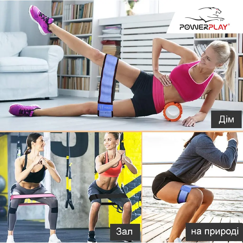 Тканинна гумка для фітнесу та спорту PowerPlay 76 см fit0011657 - фото 5