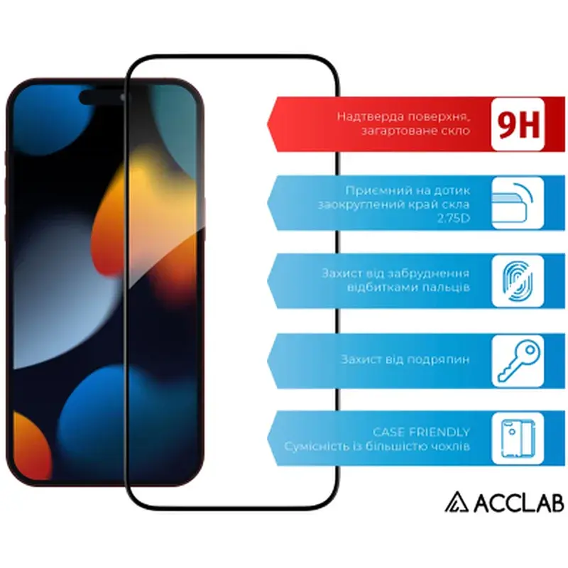 Скло захисне ACCLAB Full Glue ESD Apple iPhone 15 Pro Max Black 6,7" (1283126577260) - фото 3