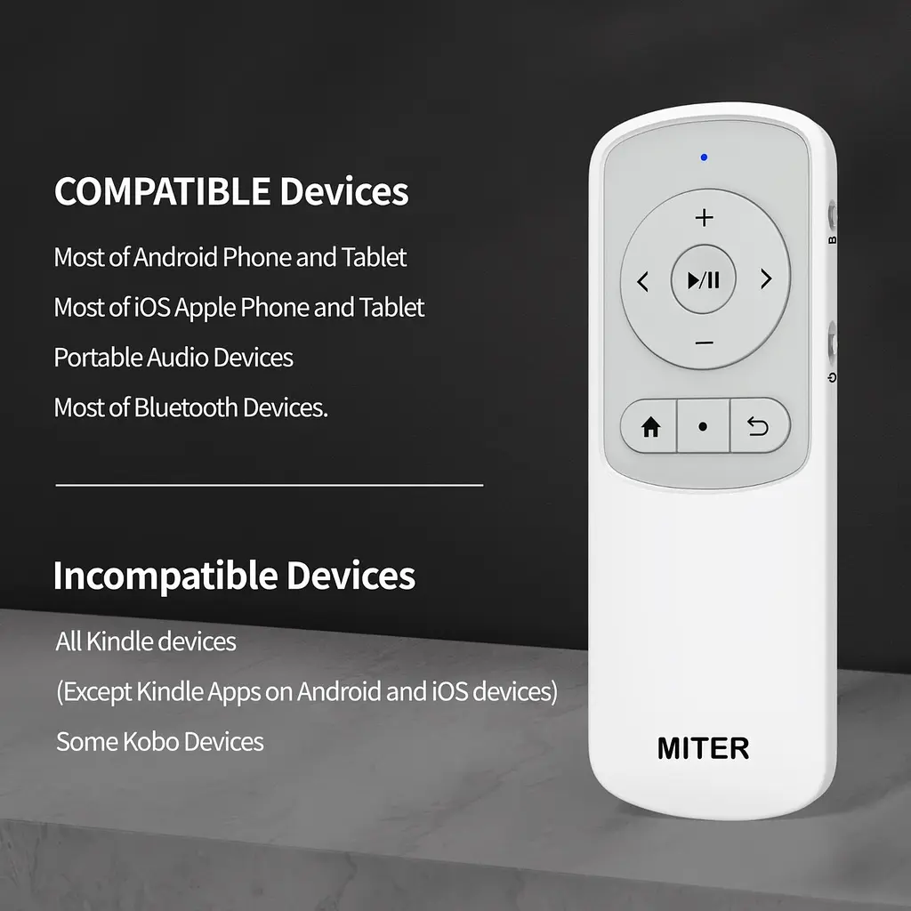 Пульт дистанційного керування MITER Bluetooth Page Turner для електронних книг iPad, планшетів iPhone Boox - фото 4