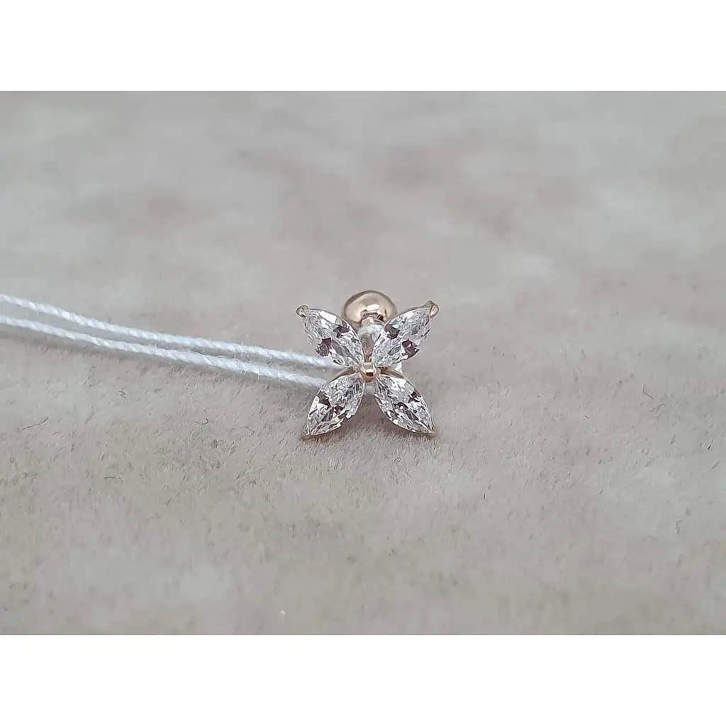 Золотая серьга для пирсинга хеликса Ирий с фианитами. З40070.1 - фото 3