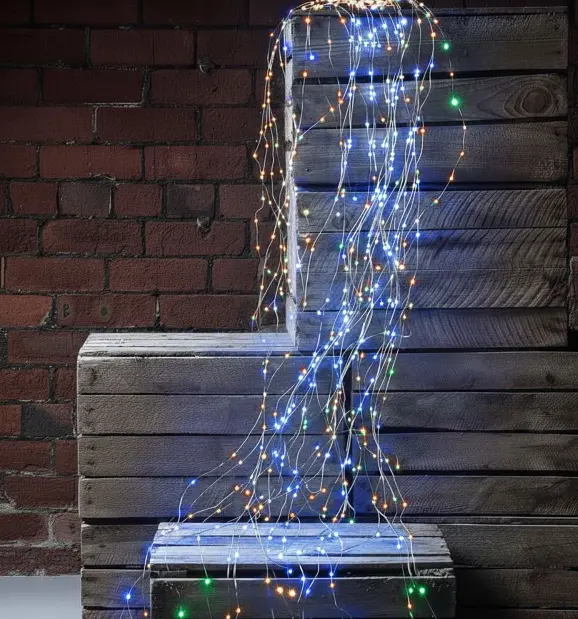 Новорічна конусна гірлянда 3 м 10 ниток 300 LED-лампочок Кольорова - фото 3